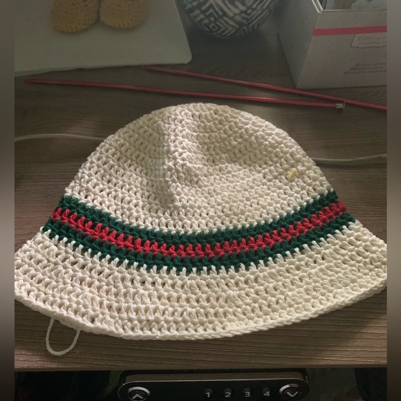 Crochet Striped Bucket Hat - handmade - designer inspired - Picture 2 of 2